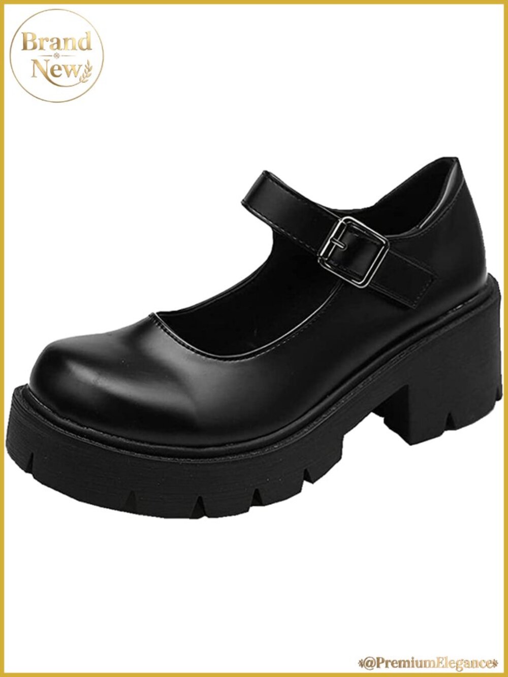 Platform Mary Janes Heart Cat Buckle Rivets Ankle Gothic Pumps Patent Leather